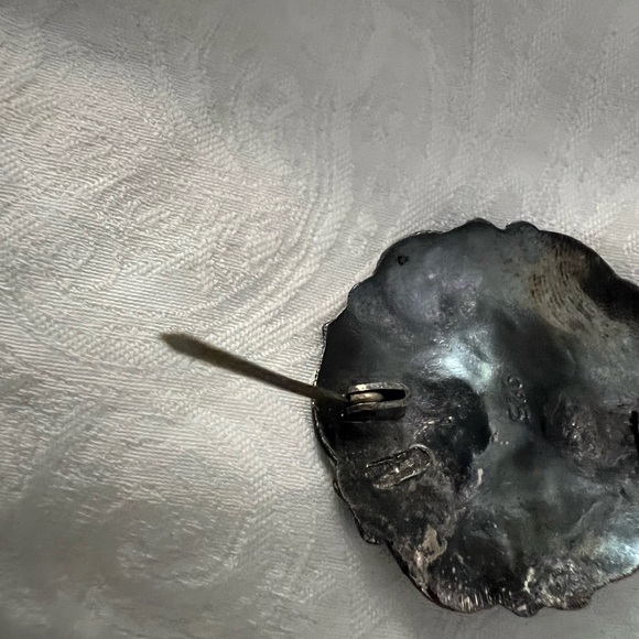 Mid-century silver with enamel floral brooch - Picture 4 of 4